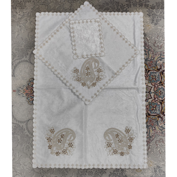 نمای کامل سجاده عروس ترمه نگین دار